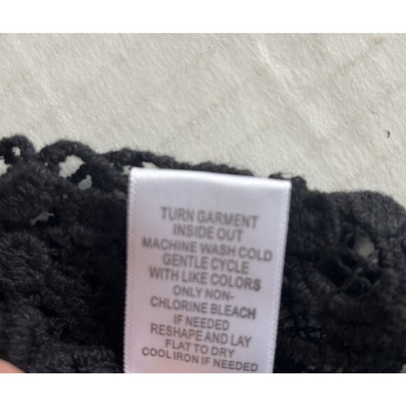 Coco Carmen Womens M Top Black Loose Knit Crochet Cotton Cosplay Whimsygoth READ - Picture 5 of 9